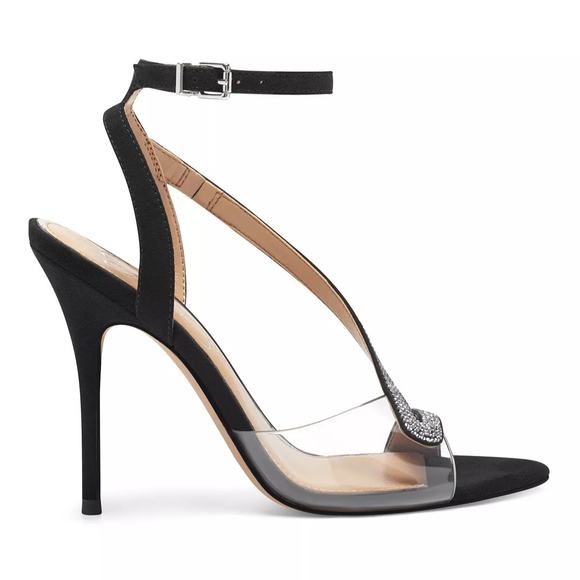 Jessica Simpson Women Ankle Strap Sandals Whitley US 8.5M Black Clear - Picture 2 of 6